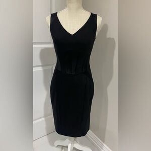 Cache Black Ruched V-Neck Sheath Dress